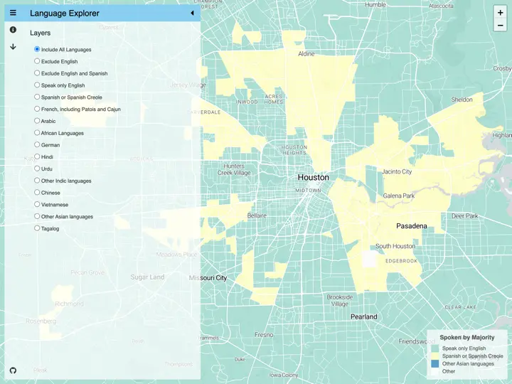 Screenshot of Houston Language Explorer